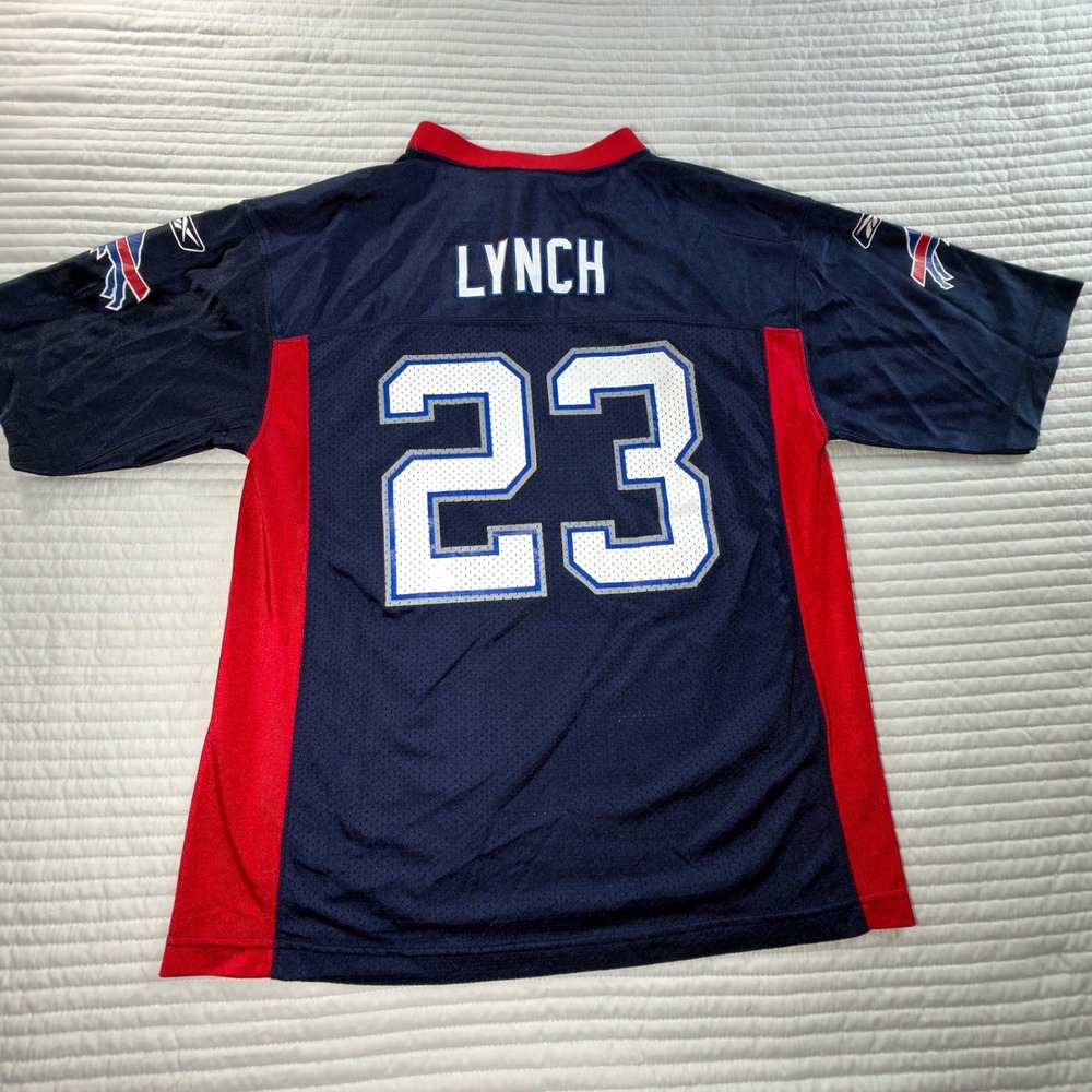 Reebok Marshawn Lynch Buffalo Bills Jersey Youth L Navy Blue Excellent NFL 23